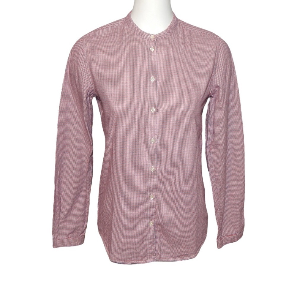 Massimo Alba Women’s Size XS Red White Blue Check Houndstooth Button Up Shirt